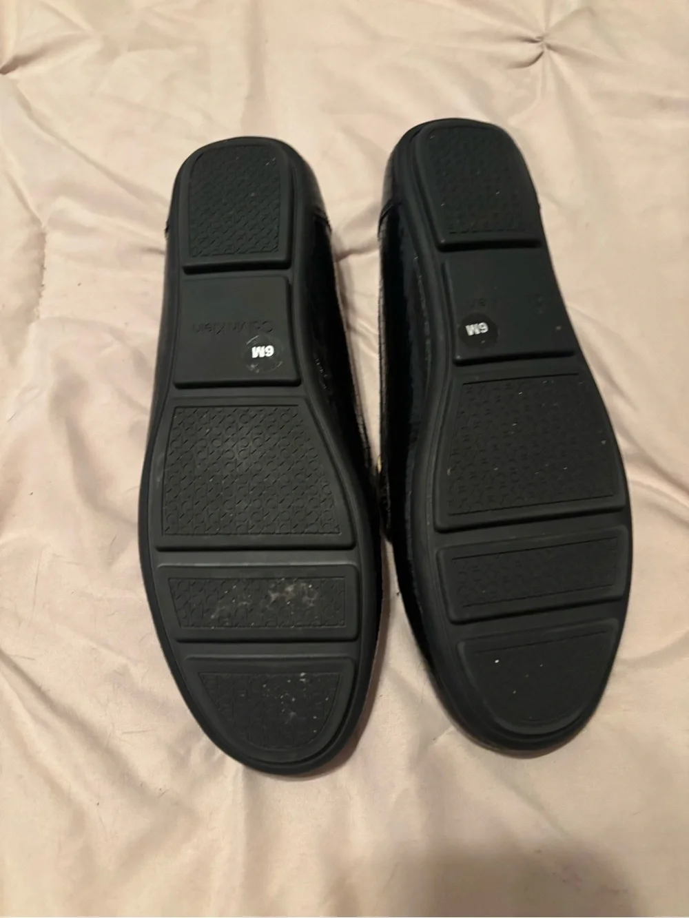 Calvin Klein Black Textured Loafers with Silver Chain Detail